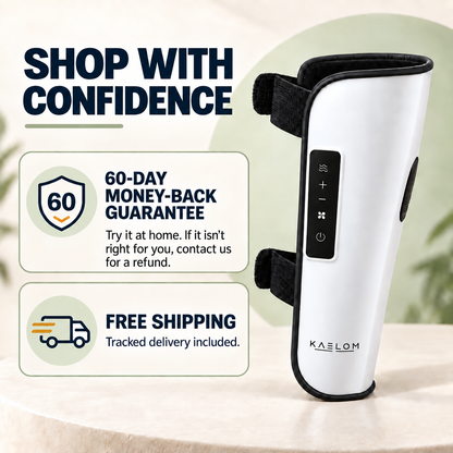 Kaelom calf massager with 60-day money-back guarantee and free shipping
